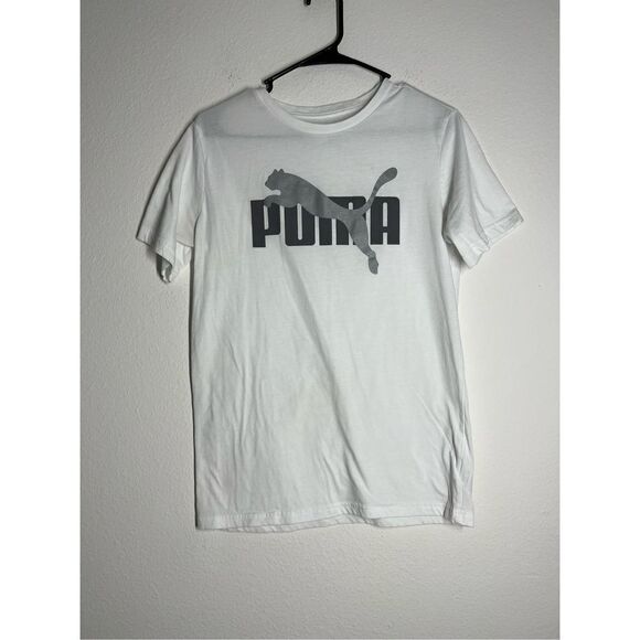 PUMA BOYS' T-SHIRT White Black Size XL (18-20) - Picture 1 of 6